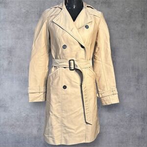 Zara Basic Outerwear Beige Double Breasted Trench Coat Belted XS